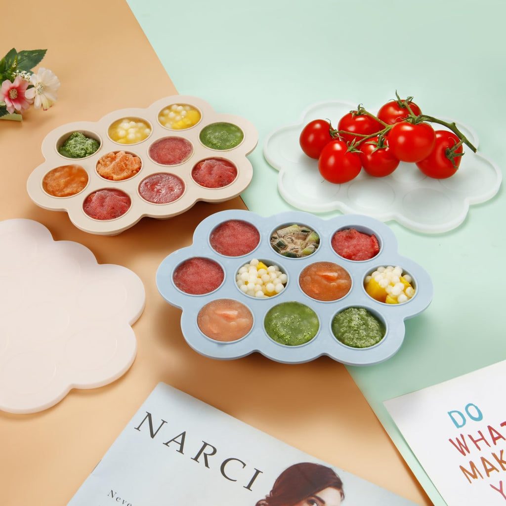 2 Pack Baby Food Freezer Tray with Lids, Silicone Baby Food Storage Container made Baby Food, Fruit, Purees