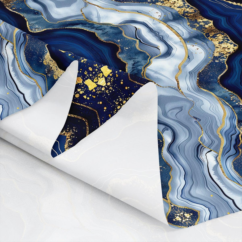 Marble Fabric by The Yard - Gold Glitter Decorative Navy Blue Upholstery