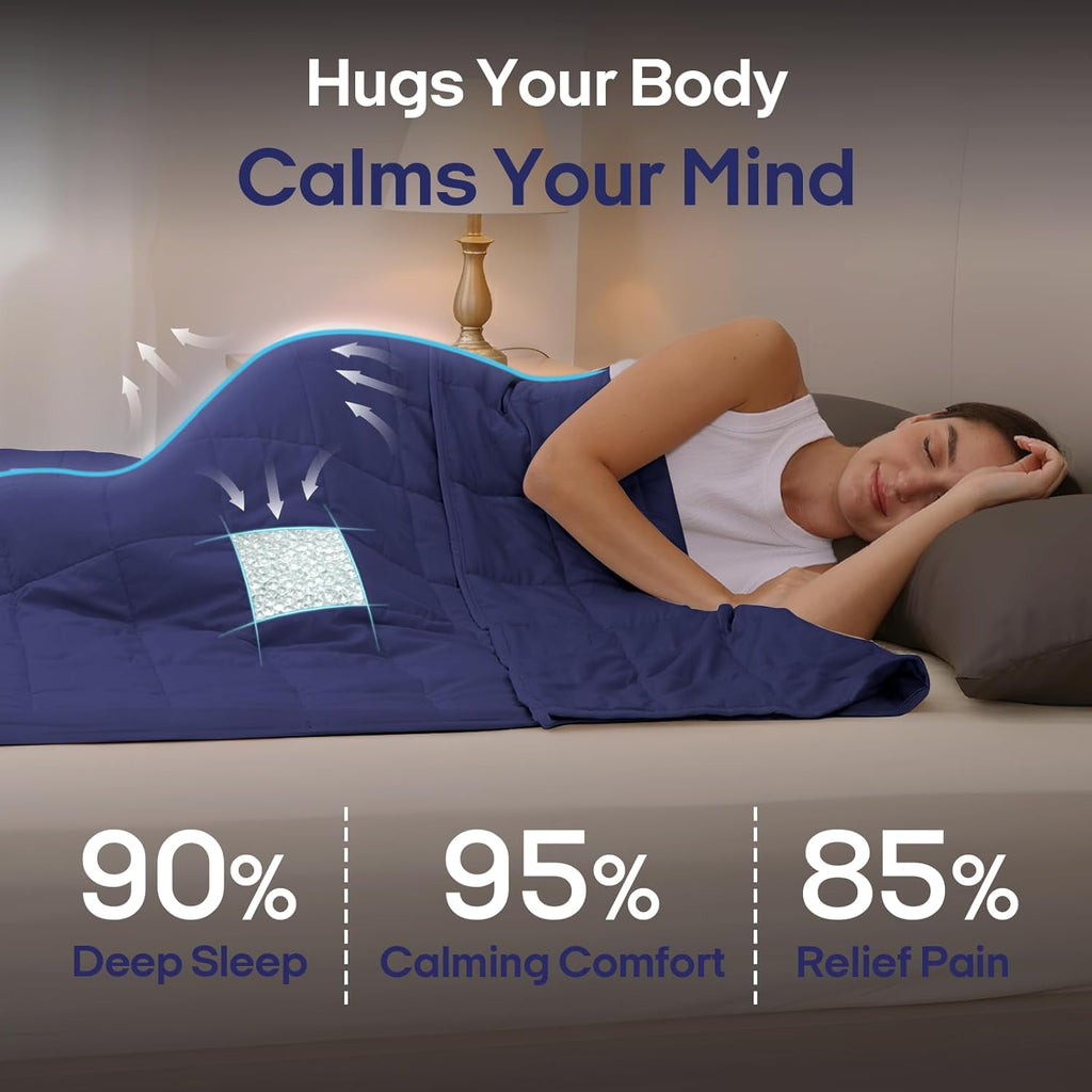 Weighted Blanket for Adults (80"x87", 25lbs, Dusk Blue) | King Size High Breathability Cooling Heavy Blanket, Soft