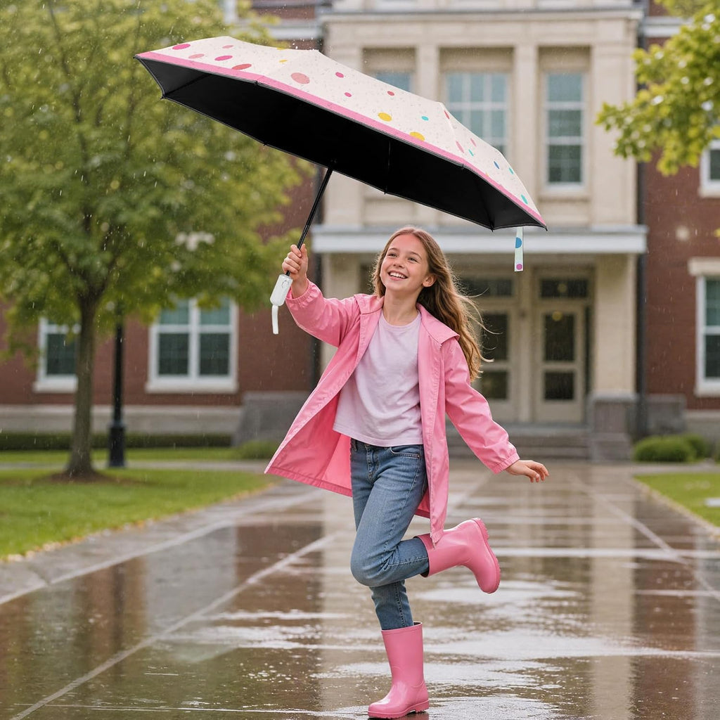 Kids Folding Umbrella Auto Open & Close for Girls Boys