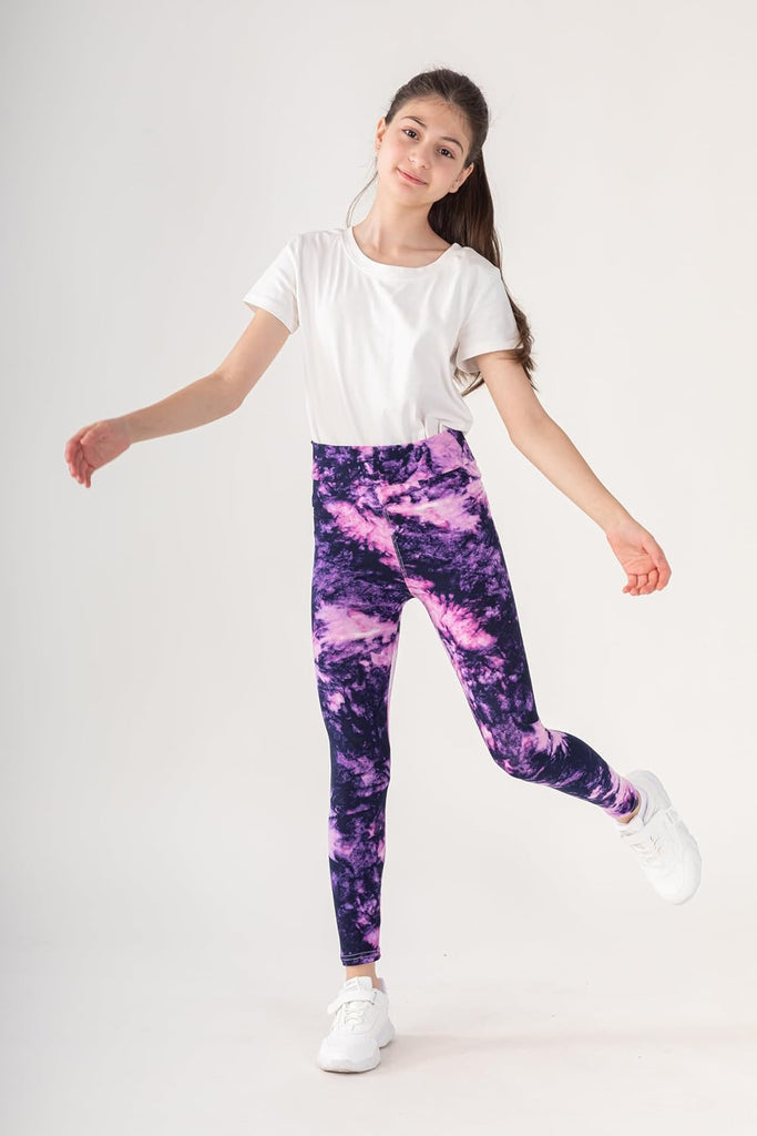 Girls Prints Leggings High Waist Tie Dye Toddlers' Fashion Leggings,Stretchy Tight Pants, Multipacks