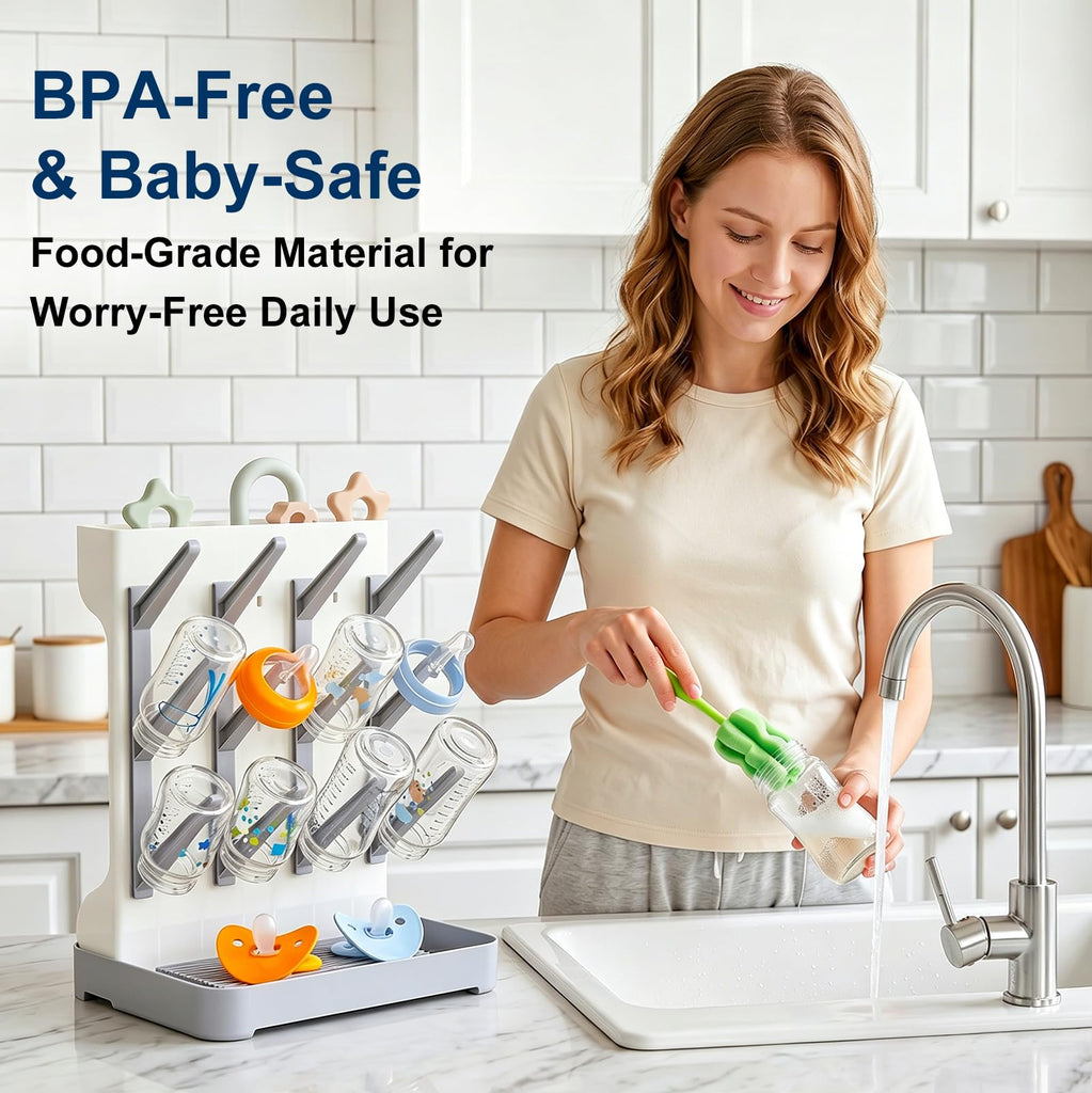 Baby Bottle Drying Rack: Space Saving Vertical Bottle Dryer Holder