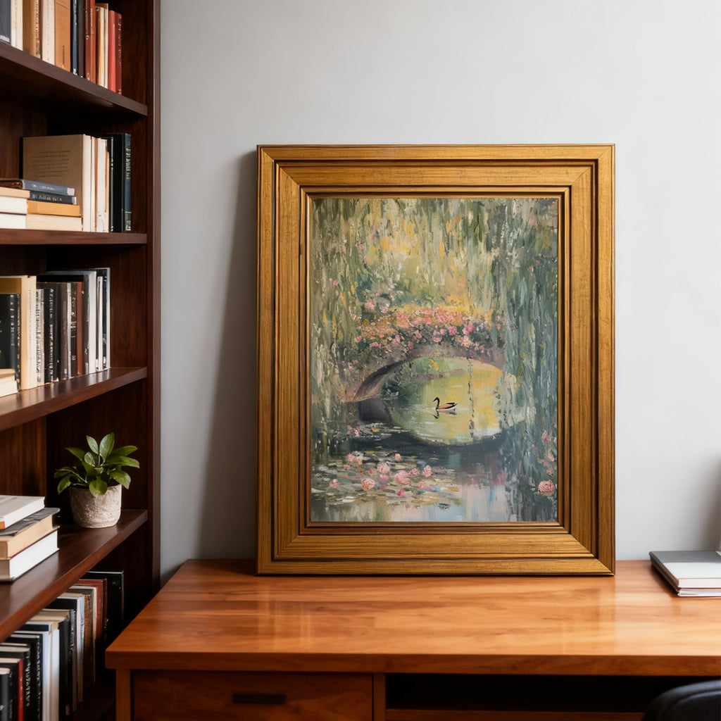 Gold Framed Wall Art Monet Floral Landscape Painting Picture Wall Decor Vintage Country Poster Print Artwork Living