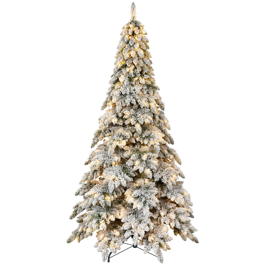 6FT Pre-Lit Flocked Artificial Christmas Tree with 300 LED Lights