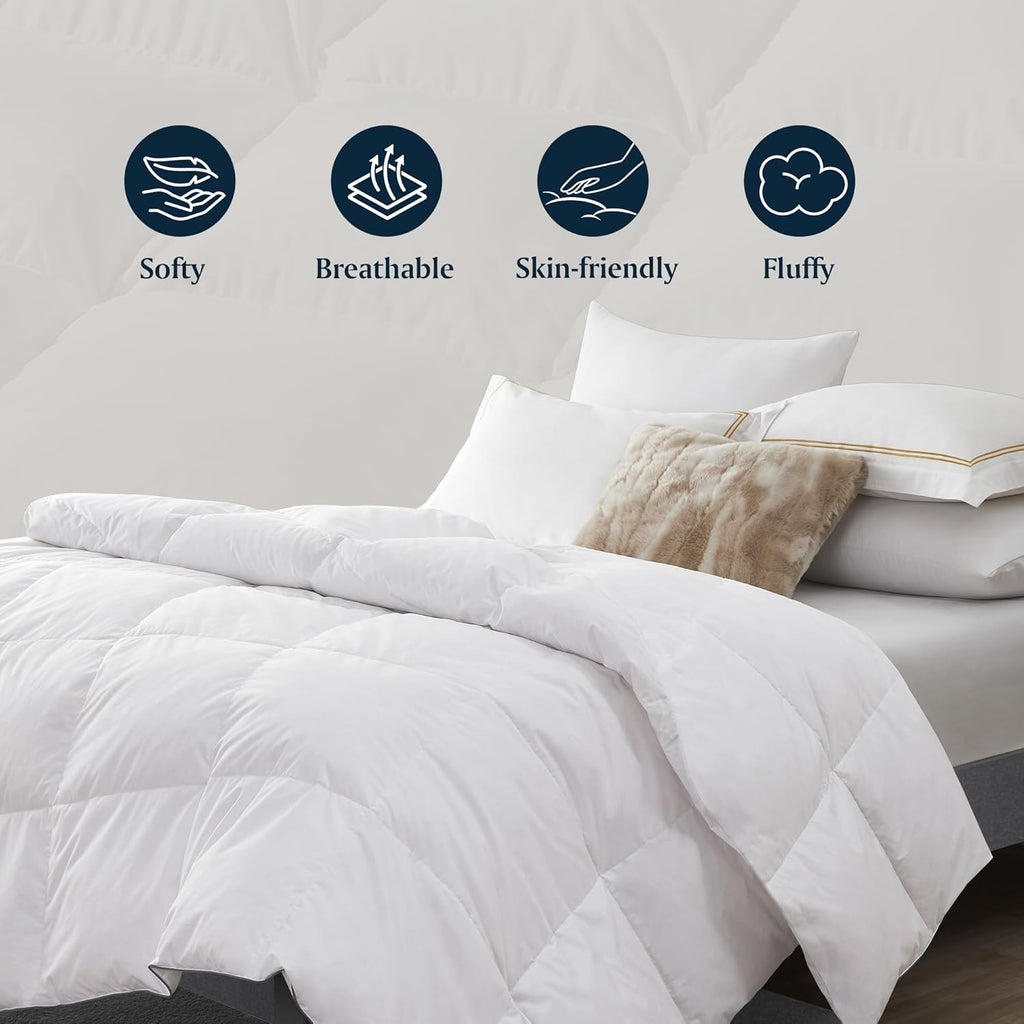 Down Fiber Comforter Twin-All Season Duvet Insert, Luxury Fluffy Bed Comforter 100% Cotton 300 Threa
