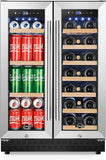 Upgraded Wine and Beverage Refrigerator 24 Inch, Dual Zone Wine Beverage Cooler 