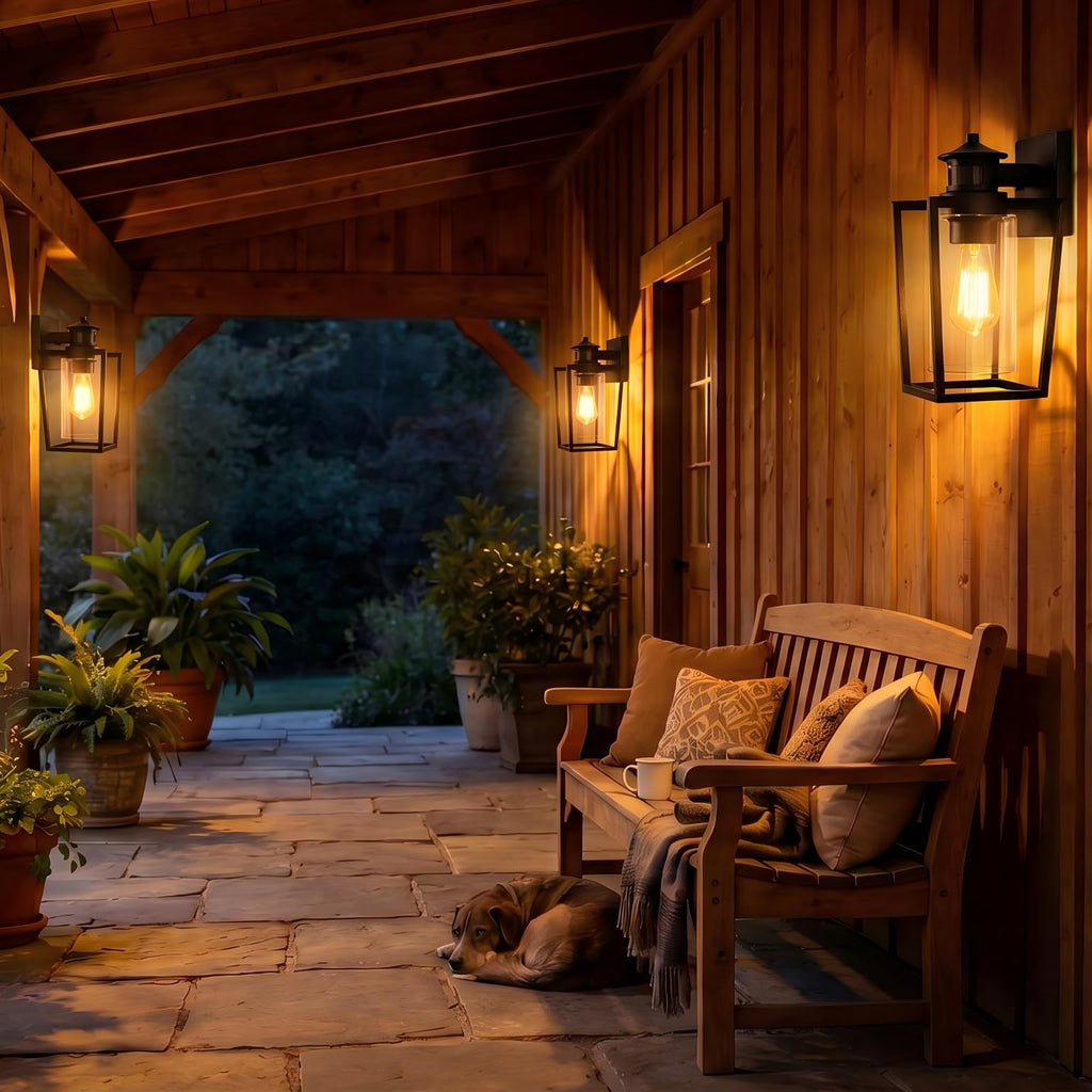 2-Pack Motion Sensor Outdoor Wall Lights, Rustic Dusk to Dawn Wall Sconce
