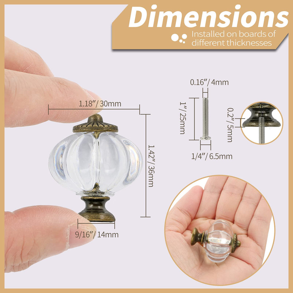 12pcs Pumpkin Knobs for Cabinets - Clear
