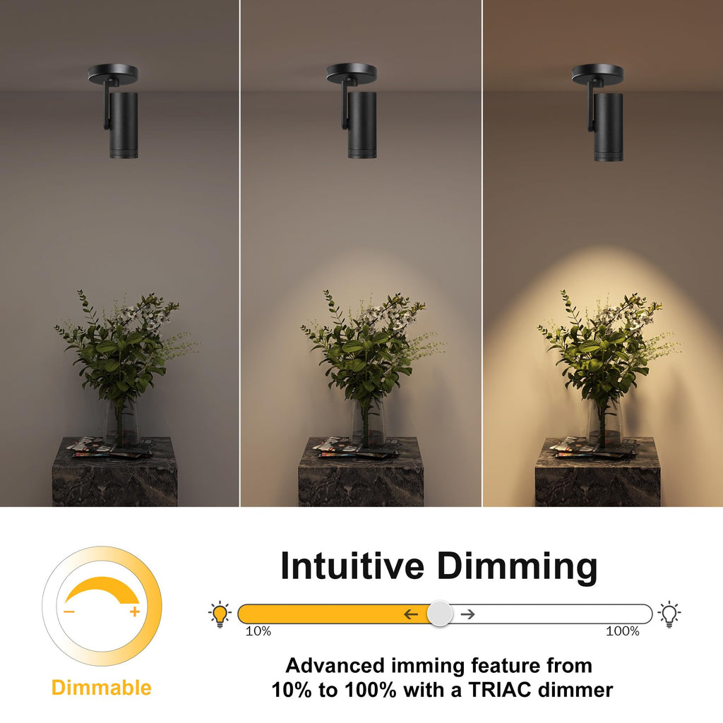 12W LED Dimmable Zoomable Ceiling Spotlight Indoor - Adjustable Beam Angle 10-55° Surface Mount Wired Accent Spot
