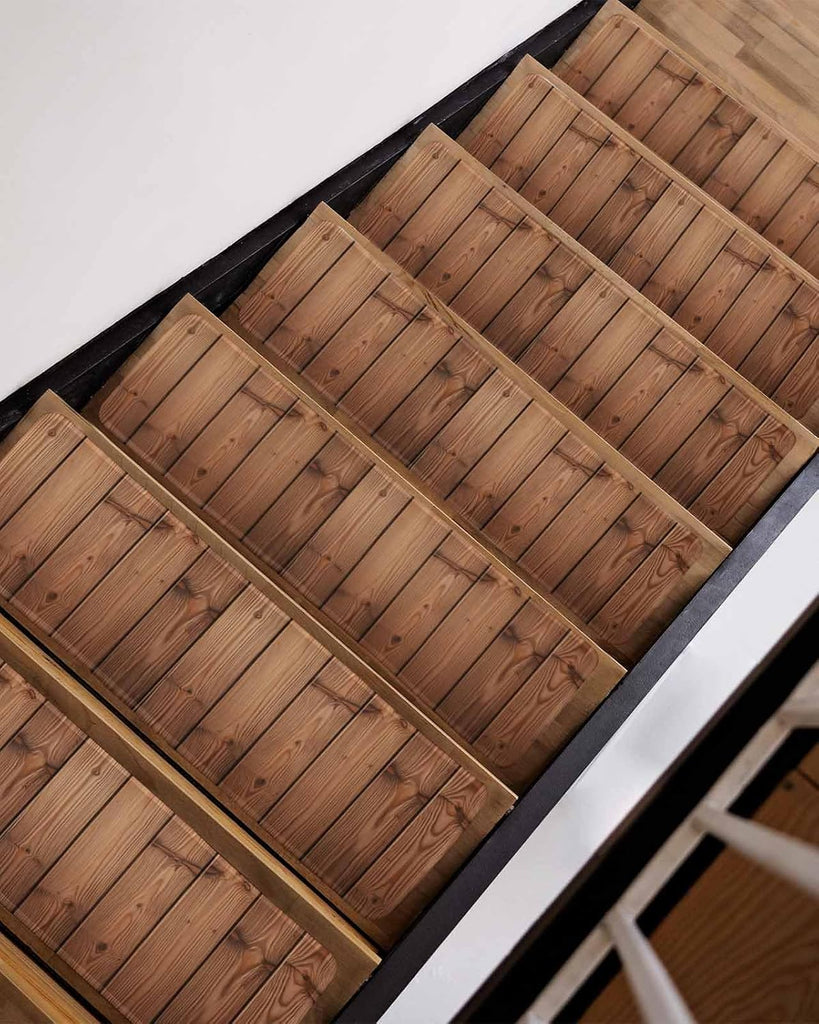 Vintage Wood Grain Stair Treads Brown Wooden Striped Farmhouse Indoor Non Slip Peel and Stick Stair Treads for Wooden