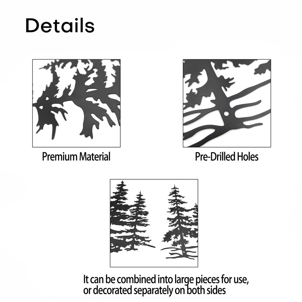 Metal Pine Tree Wall Art Forest Decor