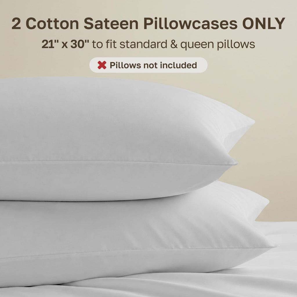 100% Egyptian Cotton 2-Pack Pillowcases Standard Size
