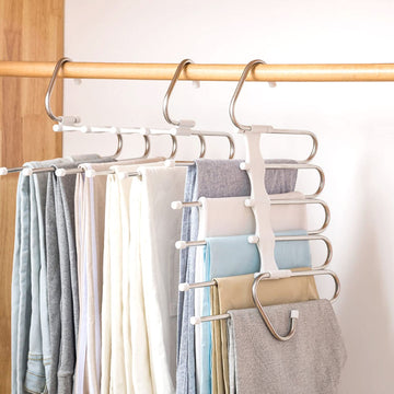 Pants Hangers 2 Pack Space Saving Metal Closet Organizer, Clothes Pants Hangers, Anti-Slip Design, Closet Organizers and