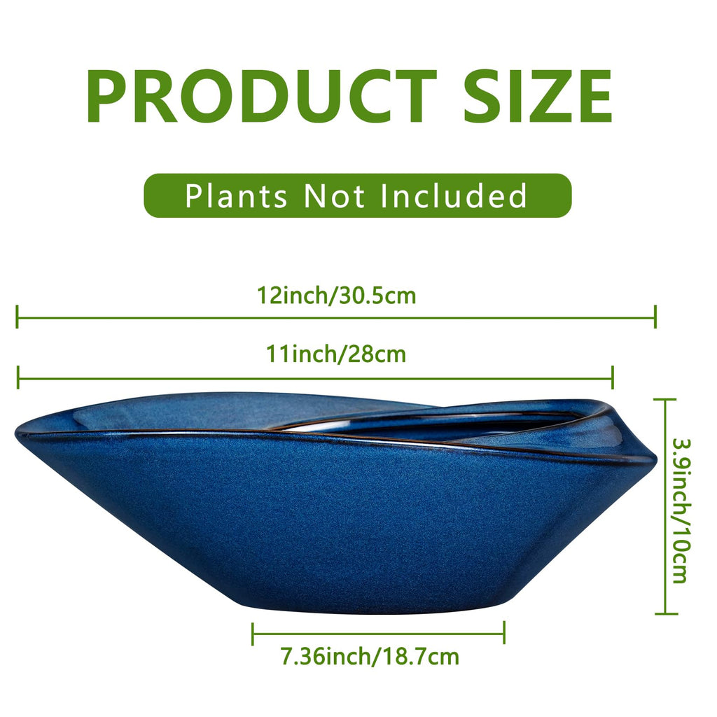 Bonsai Tree Pot - Ceramic Planter Pot with Drainage Hole 12 Inch Bonsai Pots Decorative Orchid Succulent Plant Pots