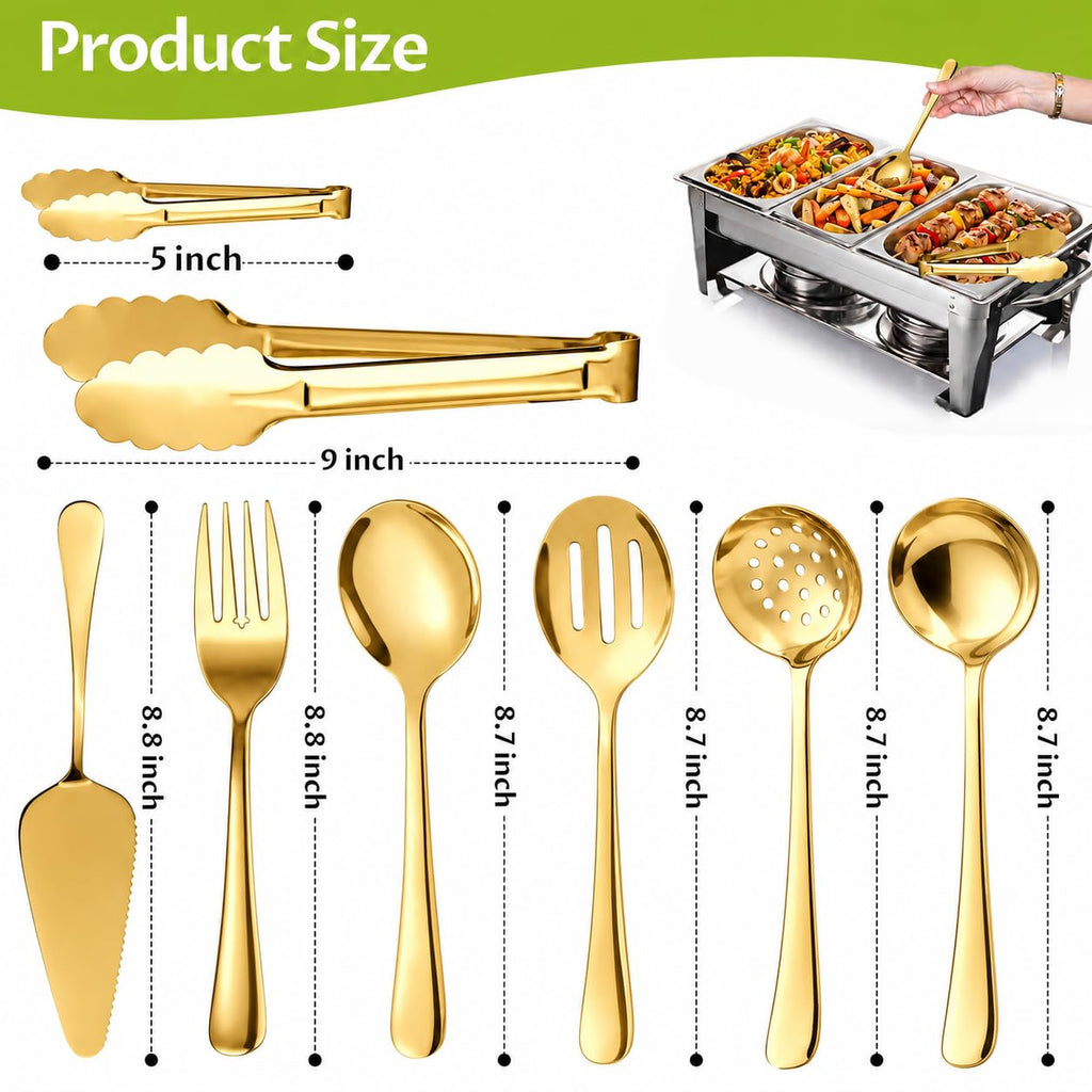 17 Pcs Serving Utensils, Stainless Steel Flatware Serving Tools Kit