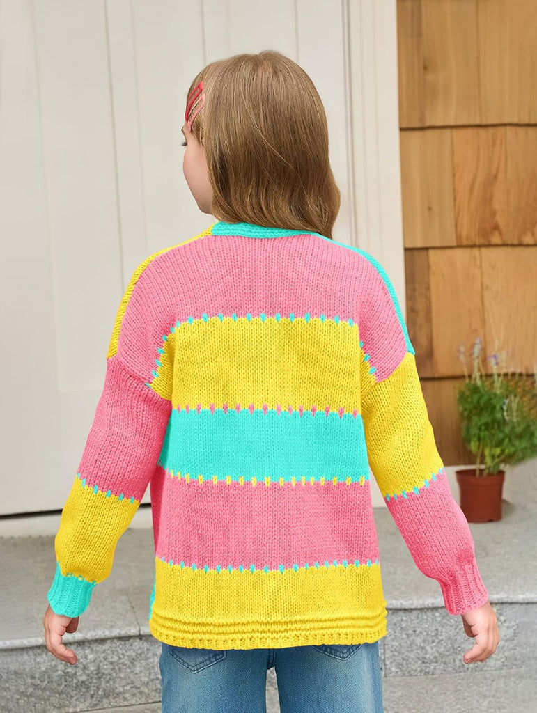 Sweater Kids Chunky Color Block Knitted Sweater