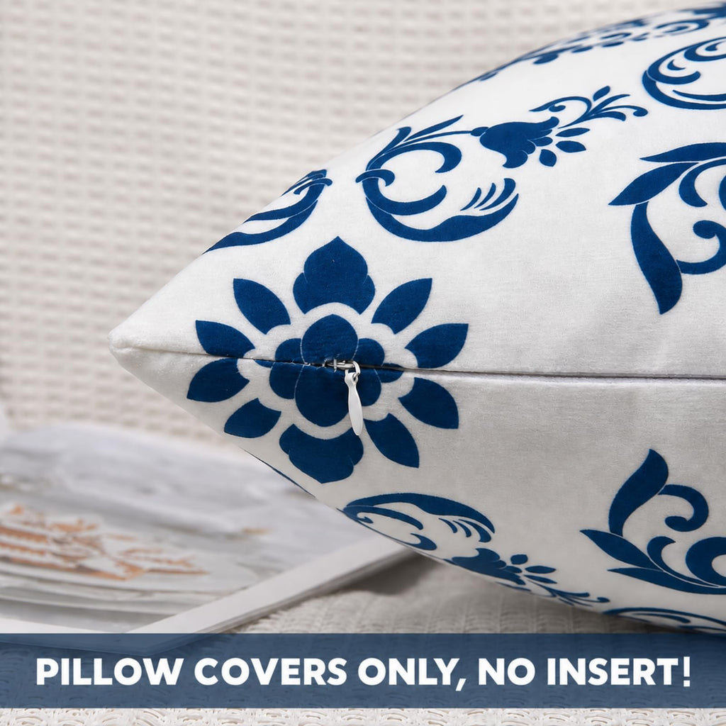 Decorative Throw Pillow Covers 18x18 Set of 4, Blue Modern Simple Square Pillow Case Cushion Cover for Sofa Couch