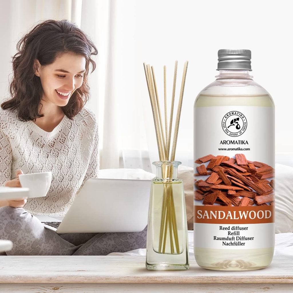 Reed Diffuser Refill Sandalwood 17 Fl Oz (500ml) - Room Diffuser - Home Fragrance - Scented Diffusers - Set of 17
