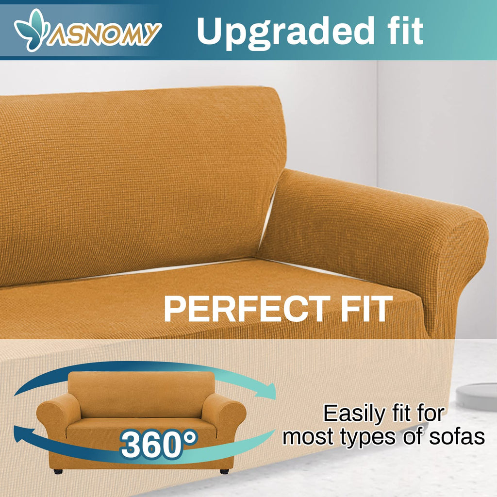 Stretch Couch Covers Washable, loveseat Cover Slipcovers, Golden