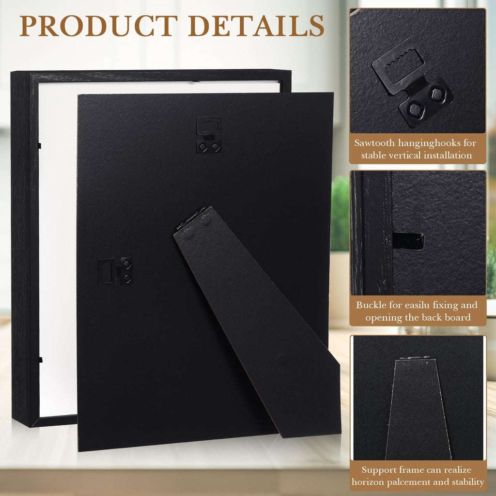 16 Pack 8 x 10 Inch Shadow Box Frame Display Cases, Black