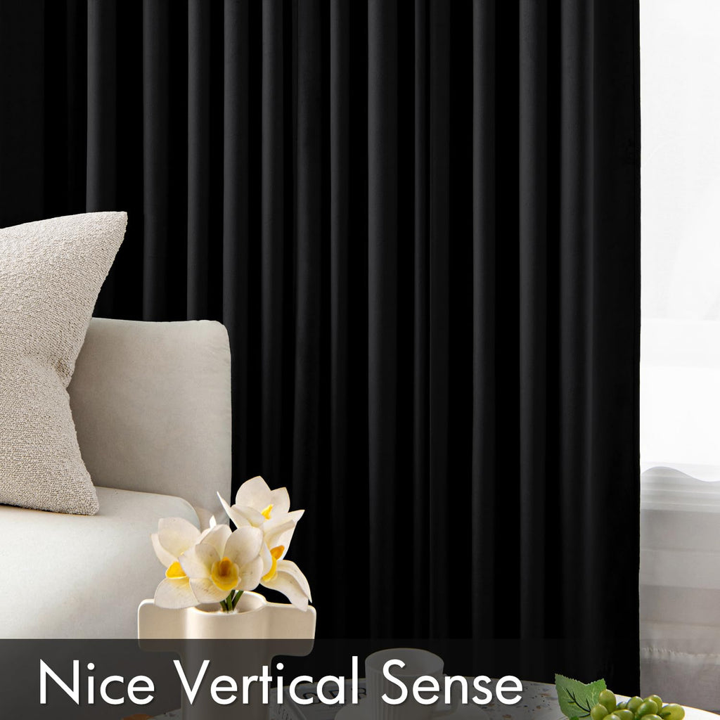Black Velvet Blackout Curtains 84 Inch Long 2 Panels, W40 x L84