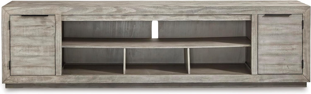 92" TV Stand with Electric Fireplace for TVs up to 105", Gray