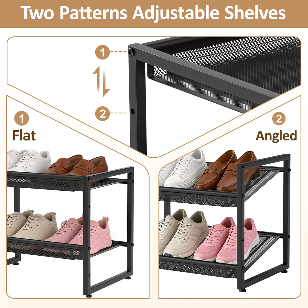 Expandable Shoe Rack, 2 Tier Closet Shoe Organizer & Garage