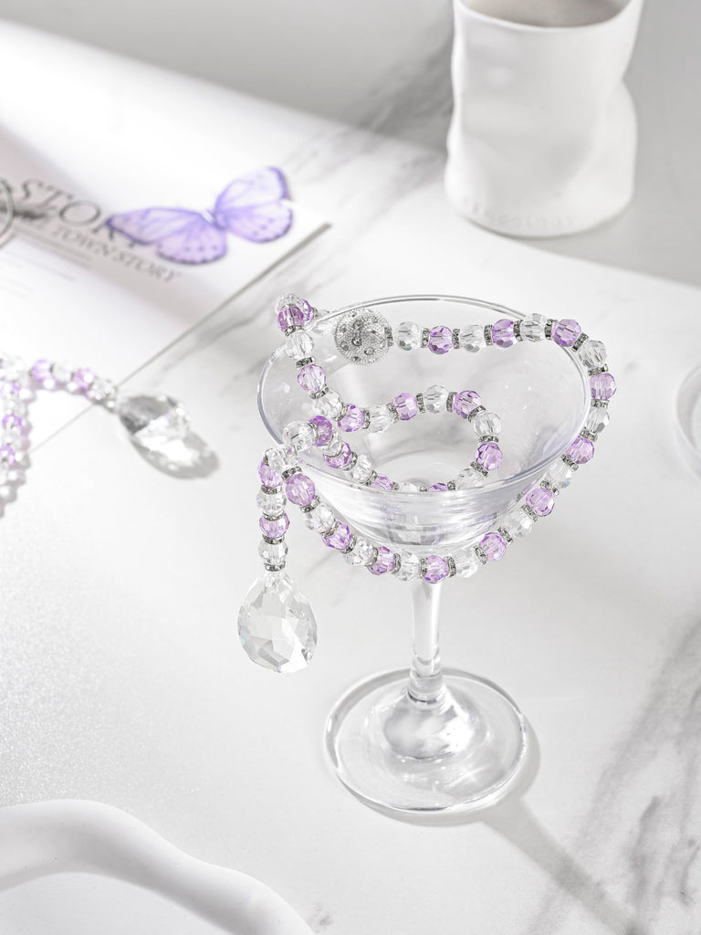 Luxury Crystal Beaded Magnetic Curtain Tieback, Purple