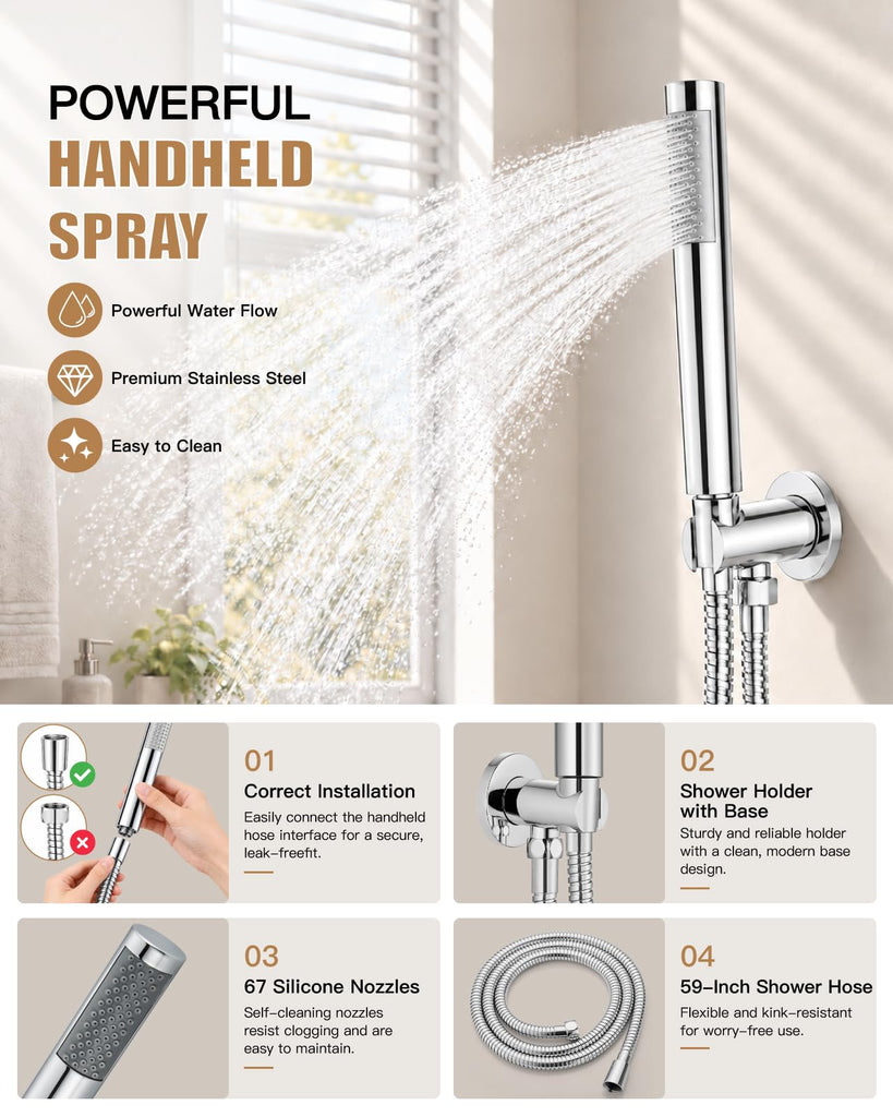 Shower Faucet Set with Rough-in Valve Trim Kit,Polish Chrome