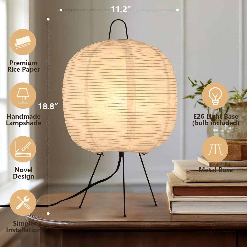 Rice Paper Lamp, Japanese Lantern Lamp for Wabi-Sabi Decor