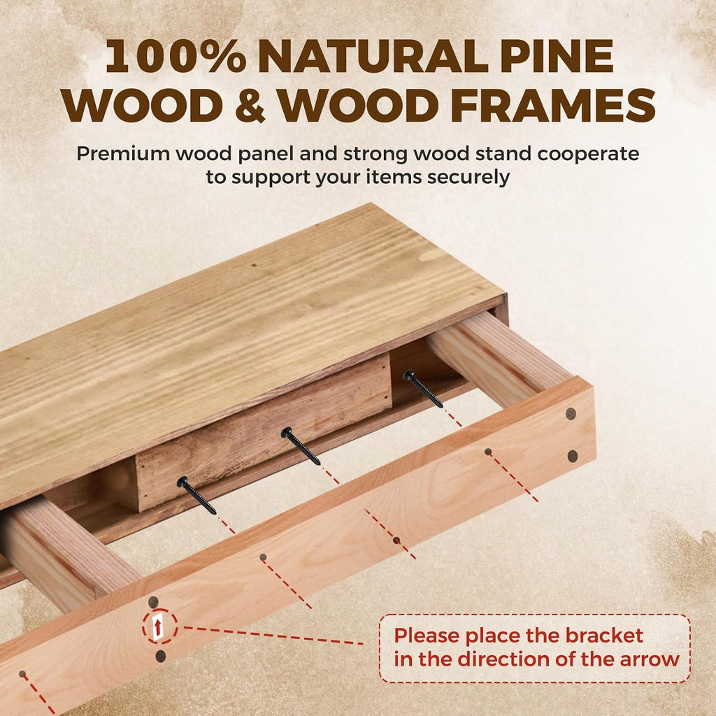 Floating Shelves, 36 x 7 Inch Fireplace Mantel, Set of 2, Wood | Rustic Finish, Mounting Hardware Included, Easy Wall