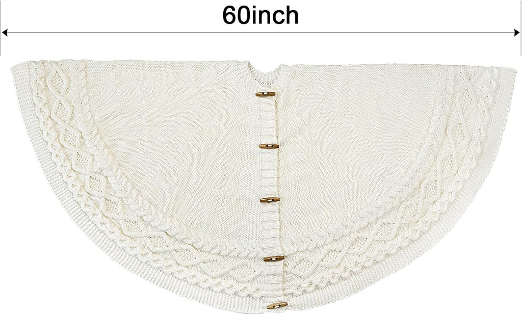 Knit Christmas Tree Skirts, Neutral Tree Skirt, Cozy Christmas Decorations