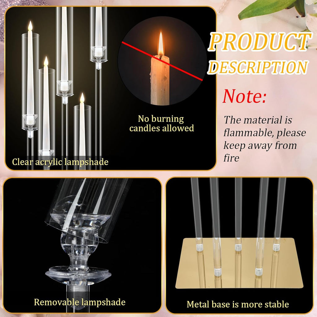 4 Set Floor Candelabra 5 Arm 46.5'' Tall Acrylic Candle Holders Tables Candelabra Centerpieces Wedding Candlestick