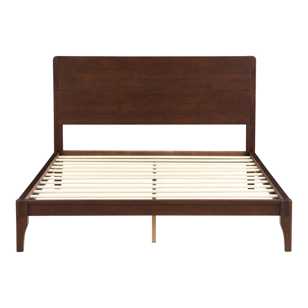 Queen Size Bamboo Platform Bed Frame with Tall Headboard, Espresso