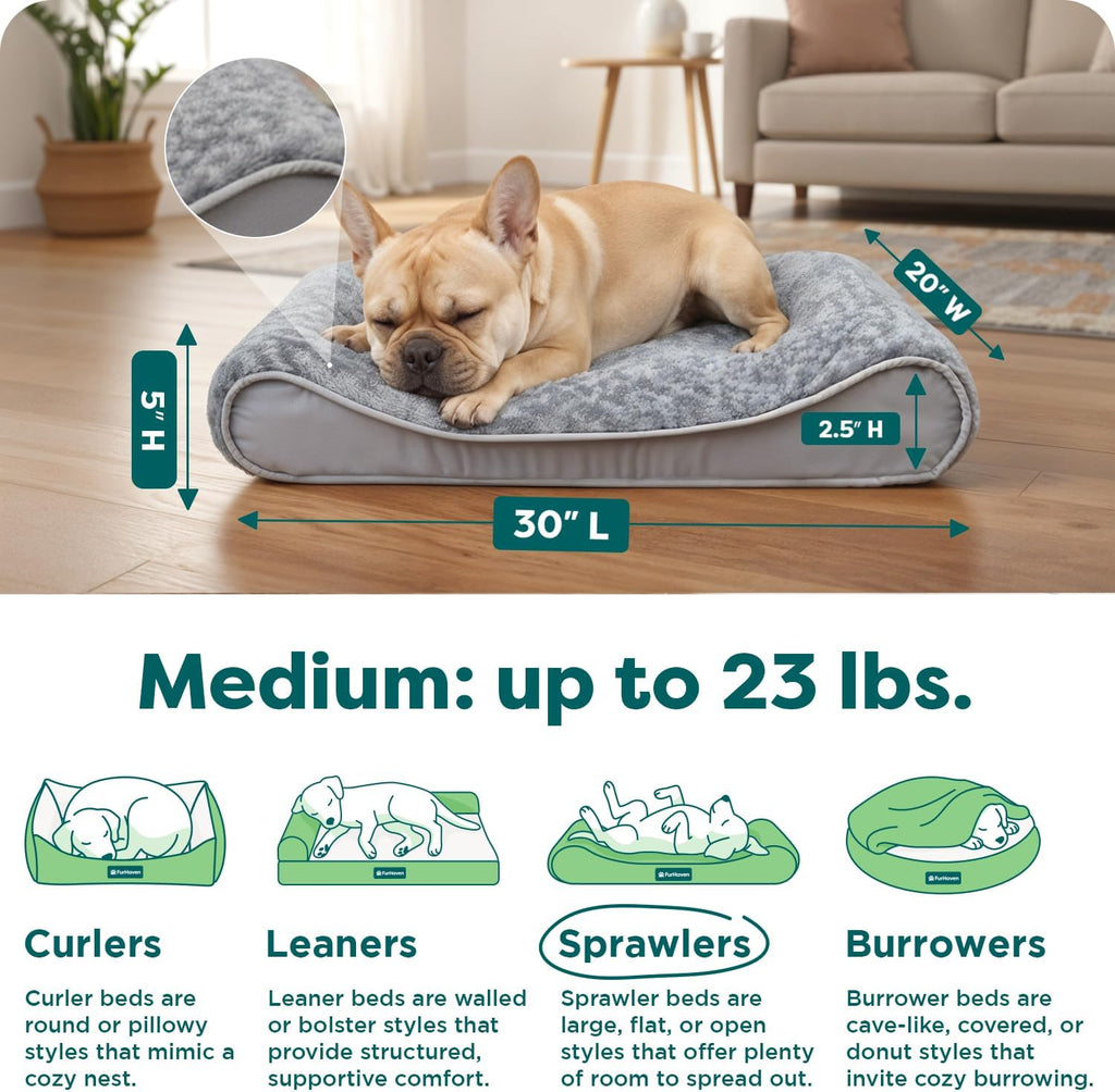 Orthopedic Dog Bed for Medium Dogs, Luxe Lounger Contour Mattress with Solid Orthopedic Foam Slab for Joint Support