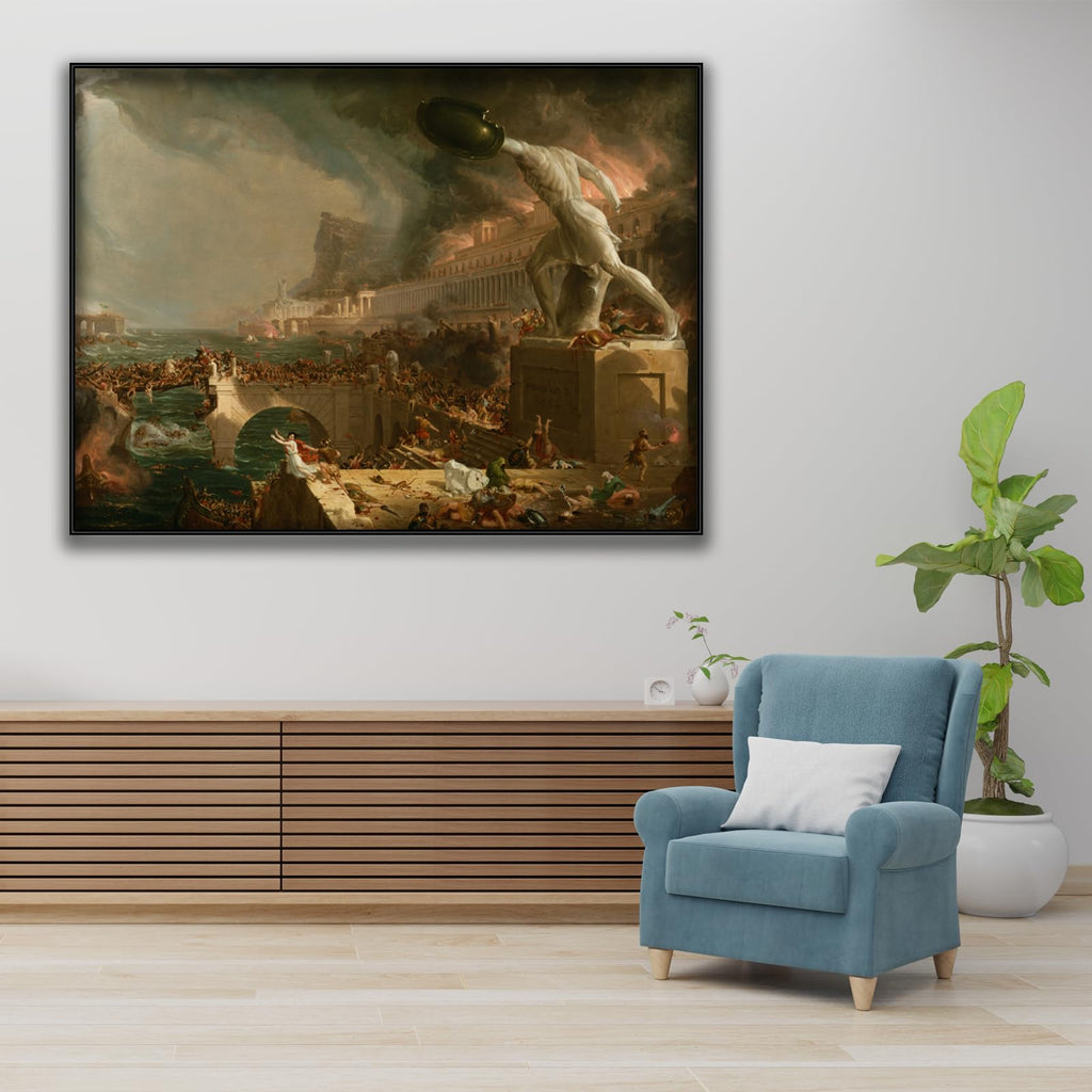 Thomas Cole Canvas Wall Art - The Course of Empire Destruction Poster - Fine Art Prints - Classic Painting Modern