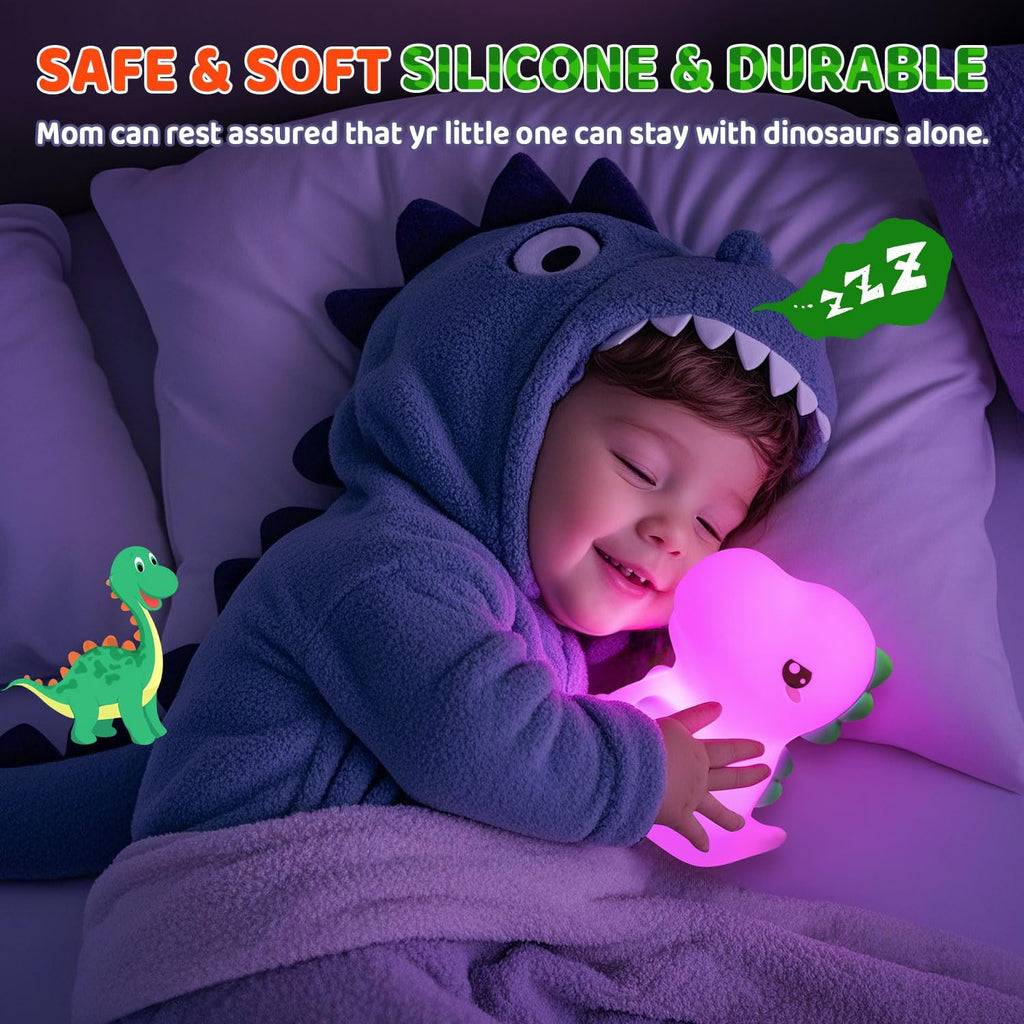 Dinosaur Toys for Kids 3-5, Remote 16 Colors Silicone Night Light for Kids