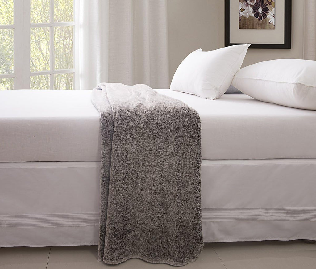Bed Skirt with Stitch on White Dust Ruffle with Split Corner, Durable Elegant Luxury Queen 14-inch Drop