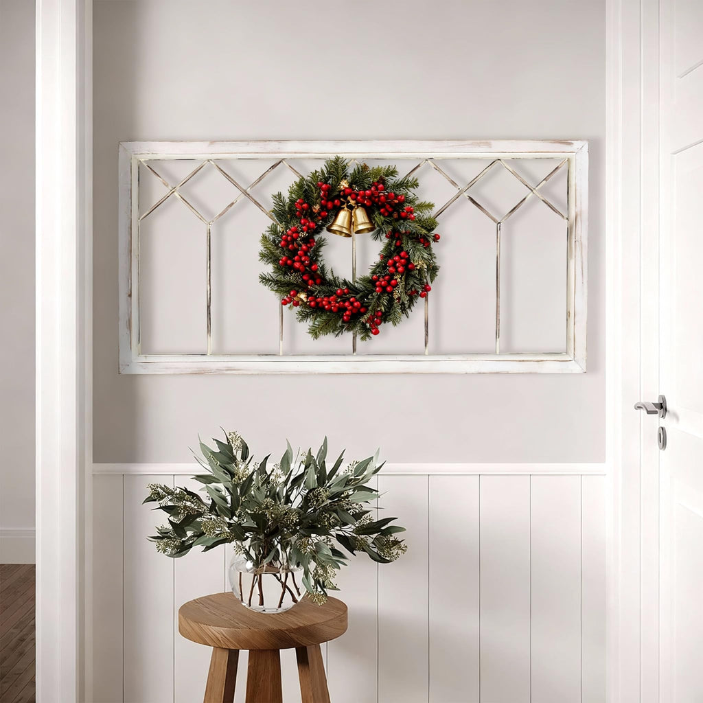 Wood Window Frame Wall Art, 39"x 20" Rustic Wall Decor