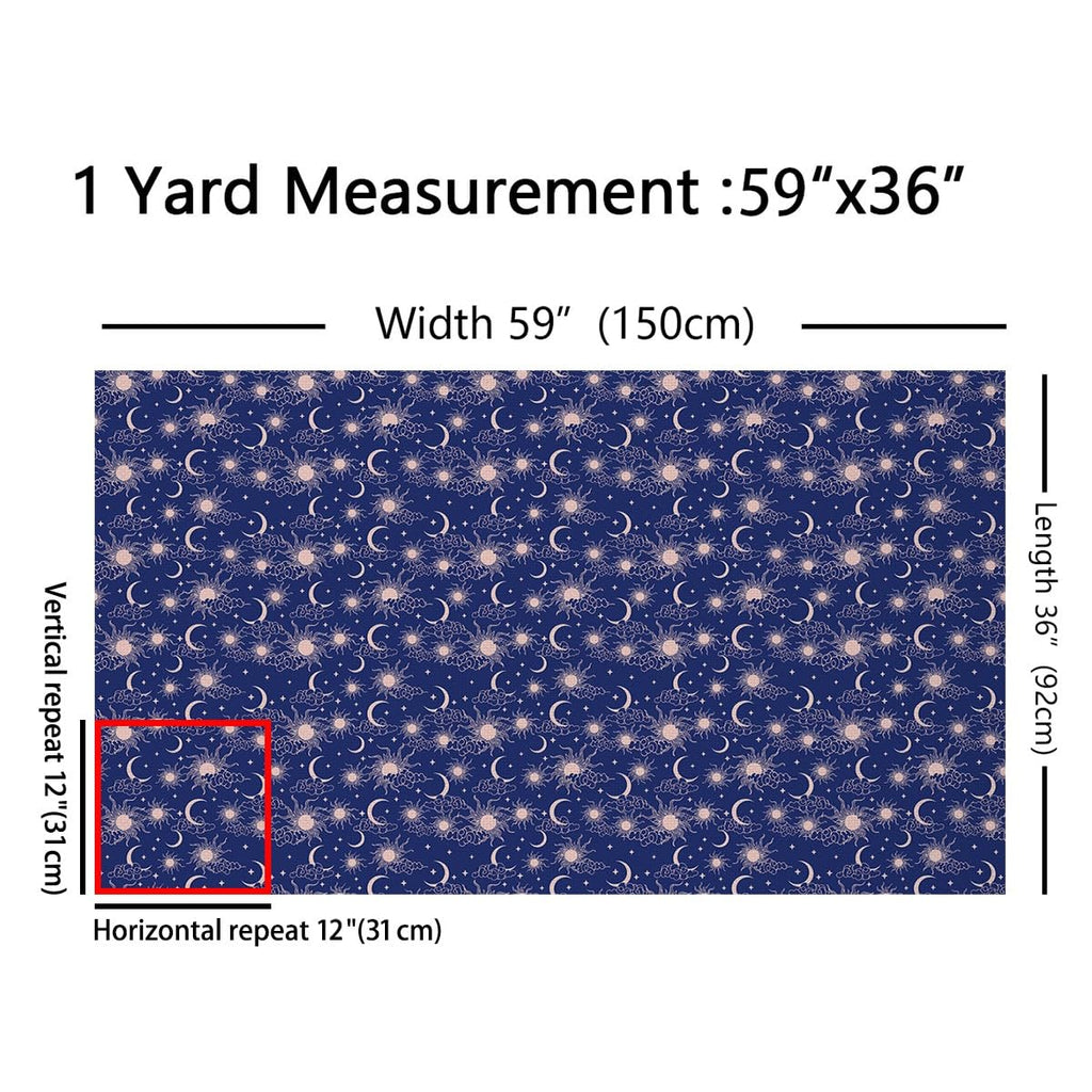 Boho Moon Sun Fabric by The Yard Soft 5 Yards
