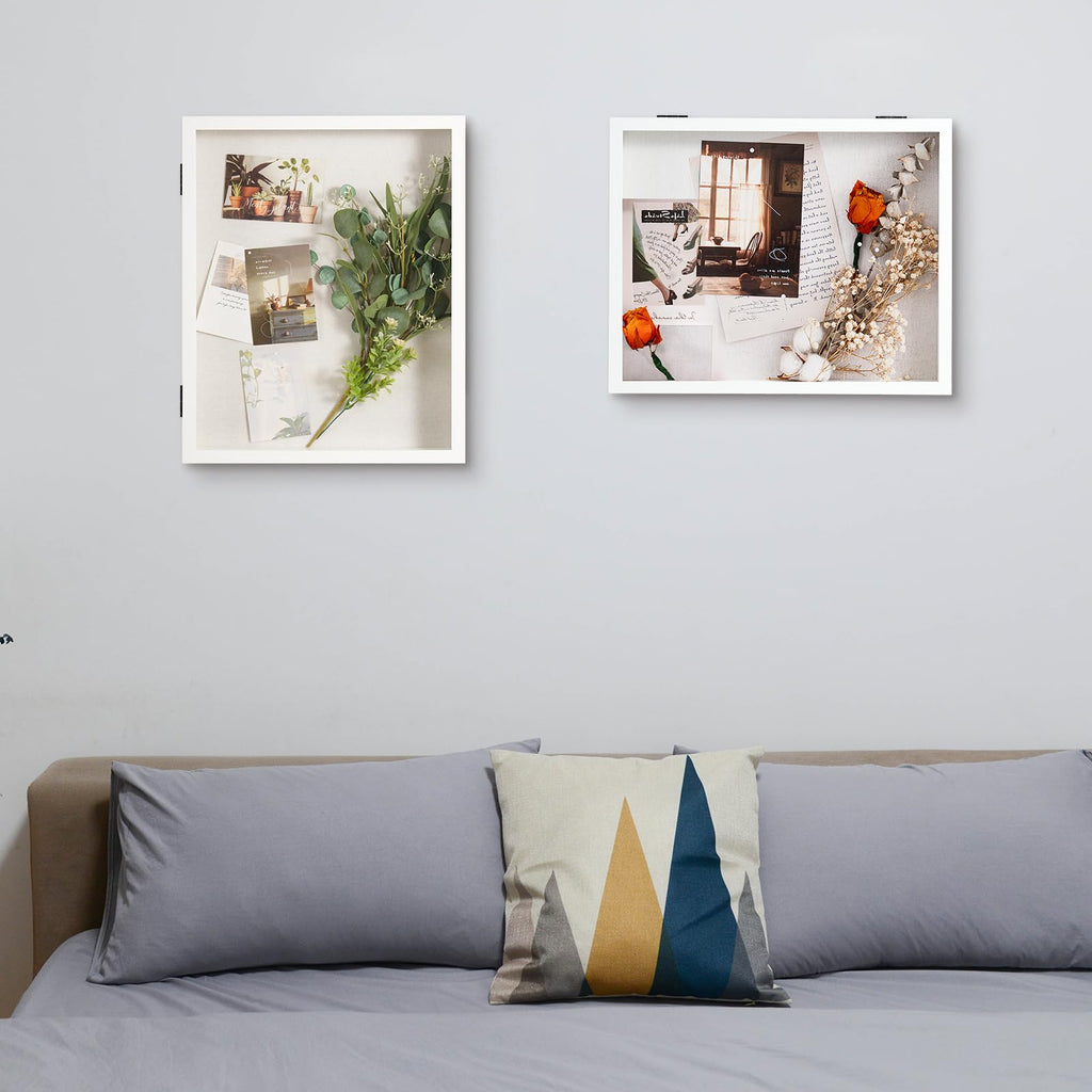 16x20 Shadow Box Wood Picture Frame, 2.16 Deep, Real Glass, White