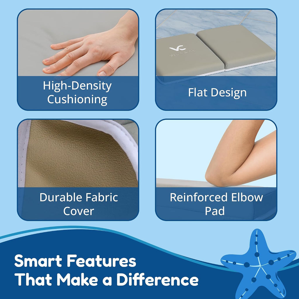Bath Kneeler and Elbow Rest Pad Set - Extra Thick 1.5" Cushioned Baby Bath Kneeling Pad, Non-Slip Mat with Quick Dry