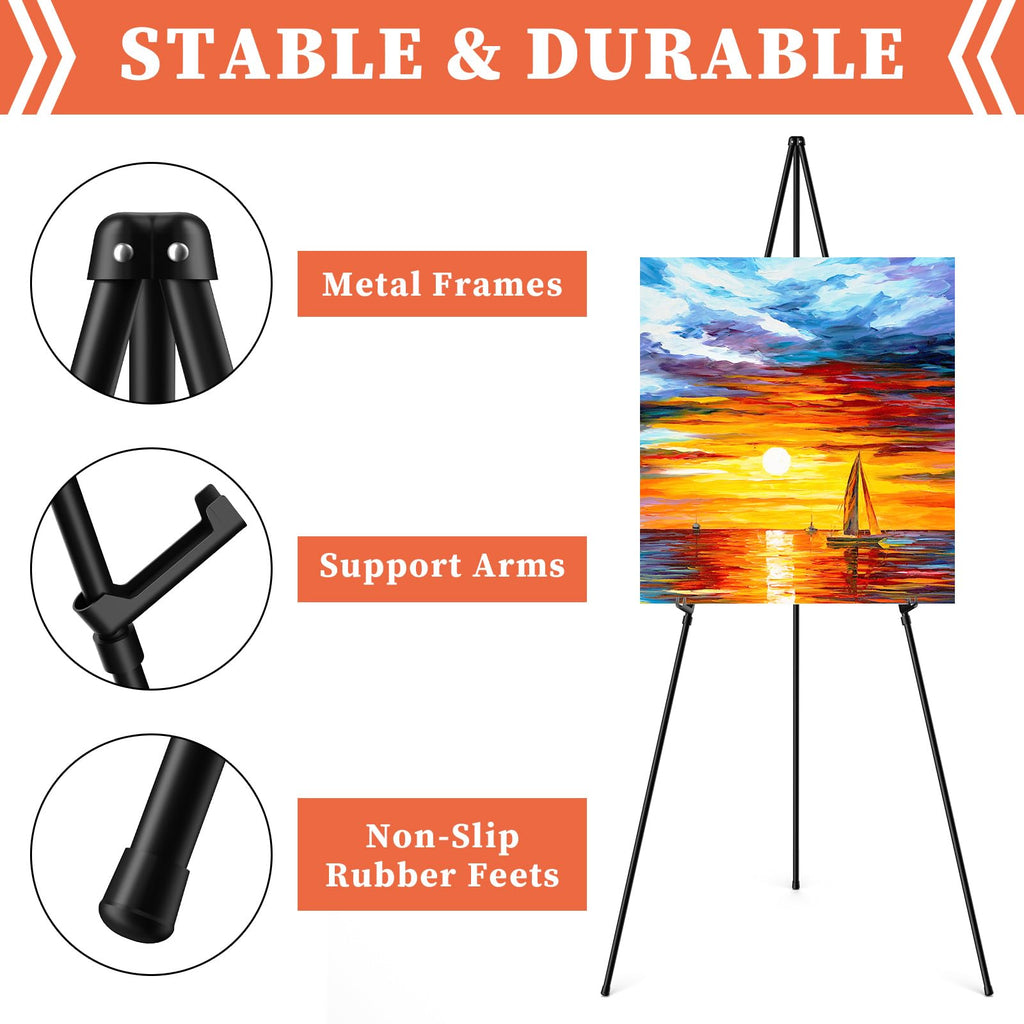 Easel Stand for Sign, 63" Portable Easels Stand for Display, Lightweight Adjustable Tripod Art Easel Stand for
