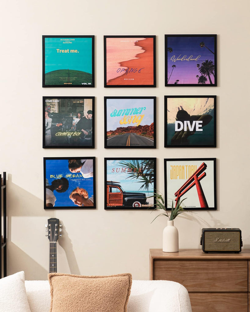 Vinyl Record Frame, 12.5 x 12.5 in, Black, 6 Pack