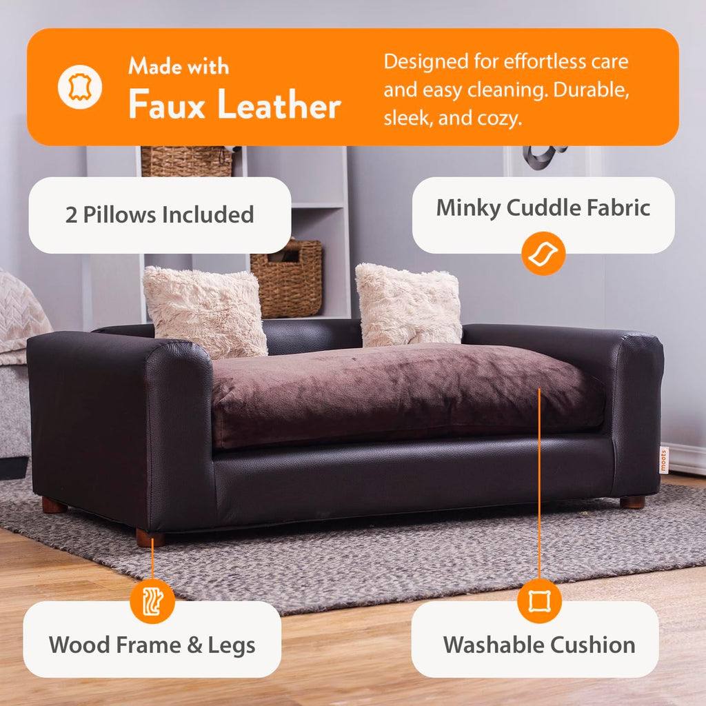 Premium Leatherette Pets Sofa, Espresso
