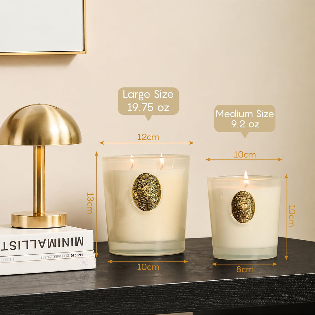 Large Two-Wick Soy Candle | Vanilla Dream & White | 19.8 oz, 120H Burn Time | Luxury Scented Candle for Relaxation