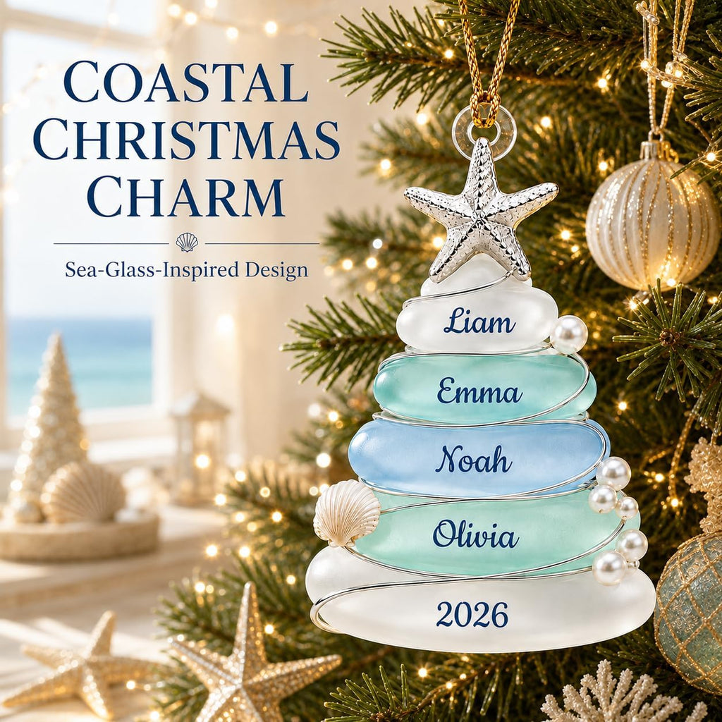 Personalized Christmas Ornaments, Sea Glass Tree Ornament,Ocean