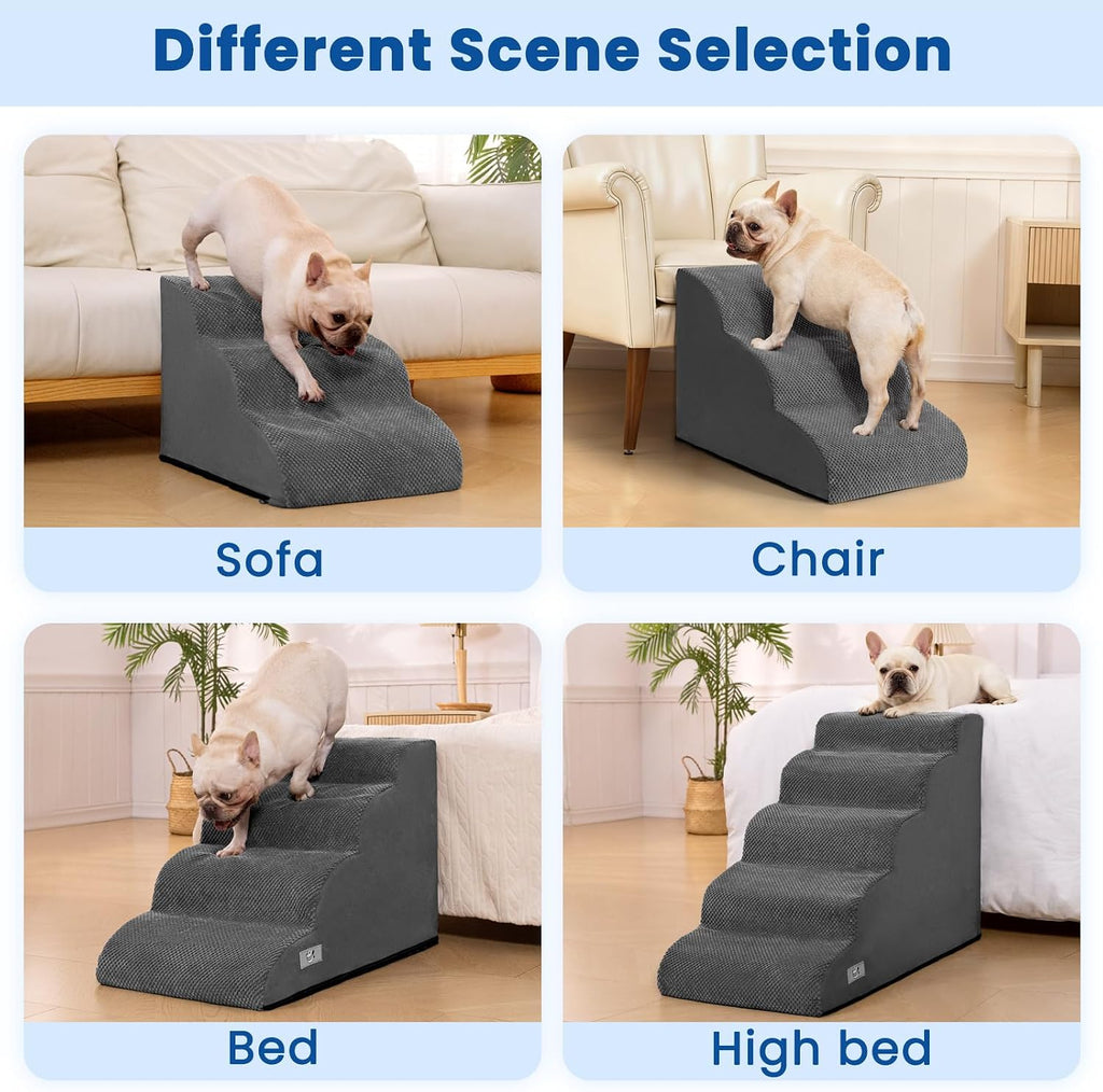 Dog Stairs for High Beds 22.4" H, 5-Step Pet Ramp for Small & Medium Dogs