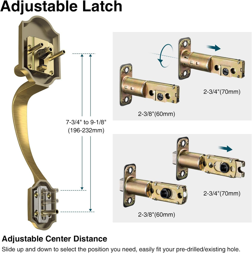 Antique Brass Front Door Lock Set with Glass Door Knob Classic