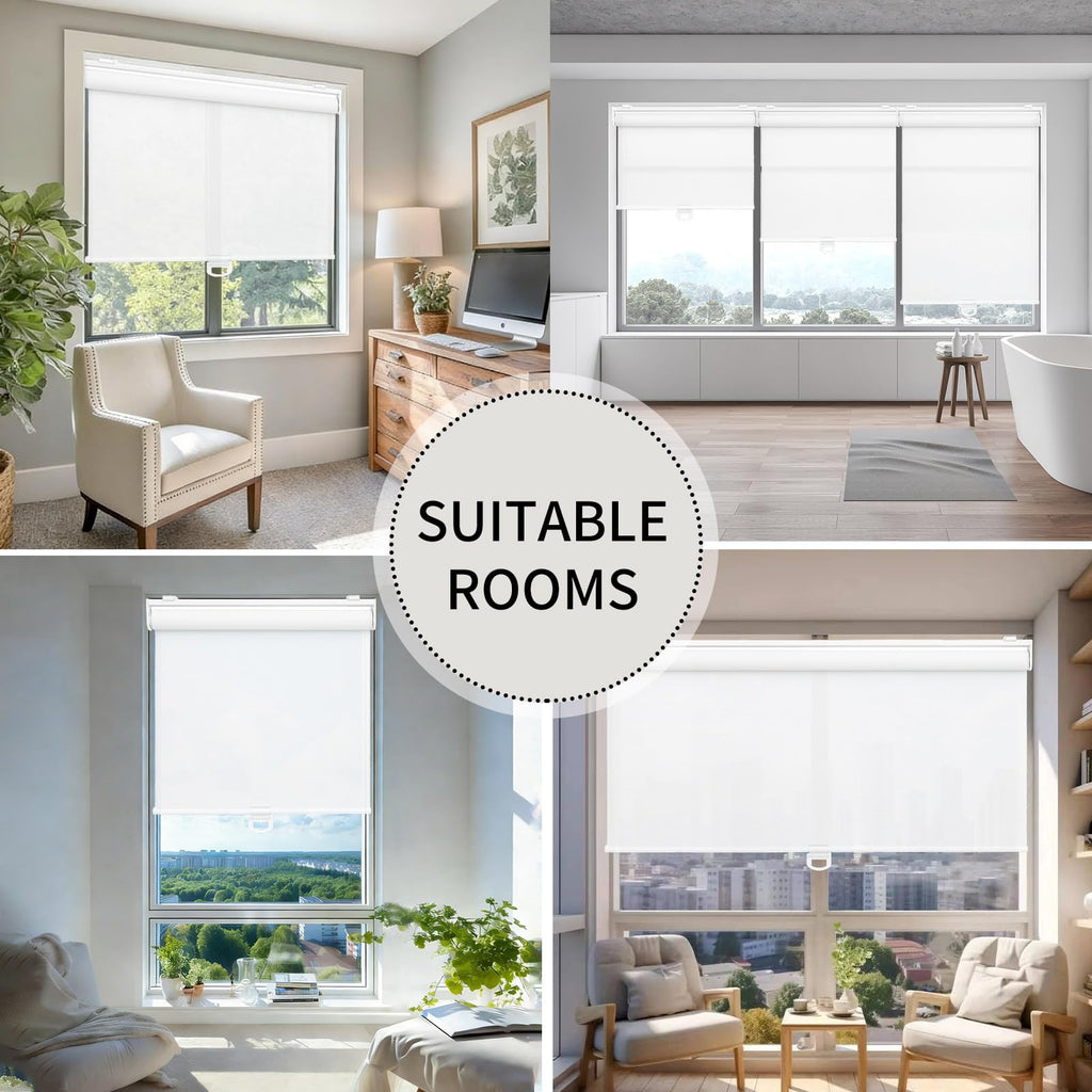Light Filtering Solar Shades for Indoor Windows, White